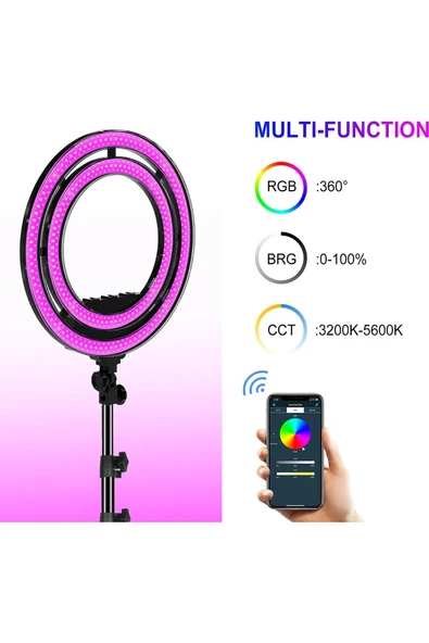 GVM Ring 18 50W Rgb & Bi-Color LED Soft Çift Ring Işık - Resim 5