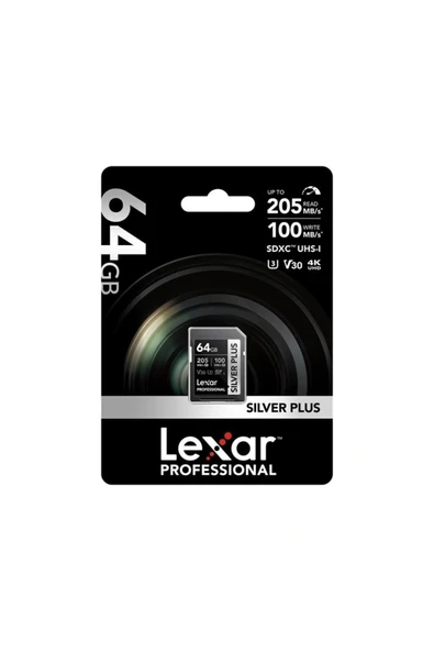Lexar 64GB LEXAR LSDSIPL064G-BNNNG PROFESSIONAL SILVER PLUS SDXC UHS-I CARDS UP TO 205MB/S READ 100MB/S WR - 2