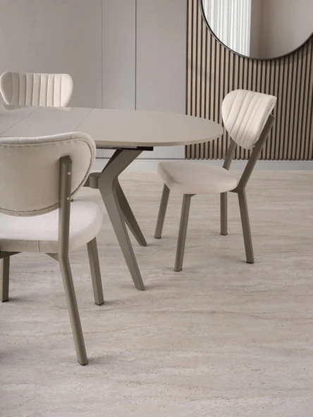 Star Capuccino Lak Panel Mutfak Masa Sandalye Takımı 82x138 - Resim 3