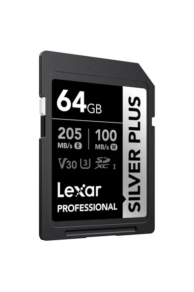 Lexar 64GB LEXAR LSDSIPL064G-BNNNG PROFESSIONAL SILVER PLUS SDXC UHS-I CARDS UP TO 205MB/S READ 100MB/S WR - 1