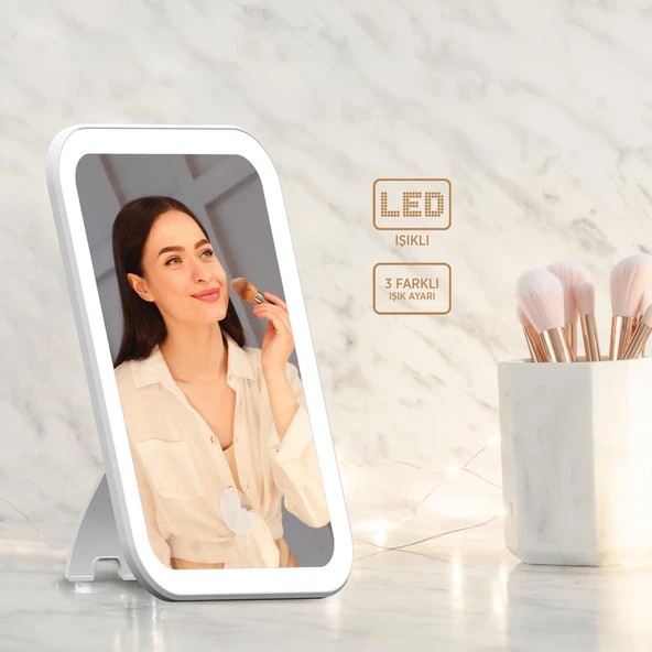 Polosmart PBS510 Şarjlı Led Işıklı Makyaj Aynası Beyaz - 4