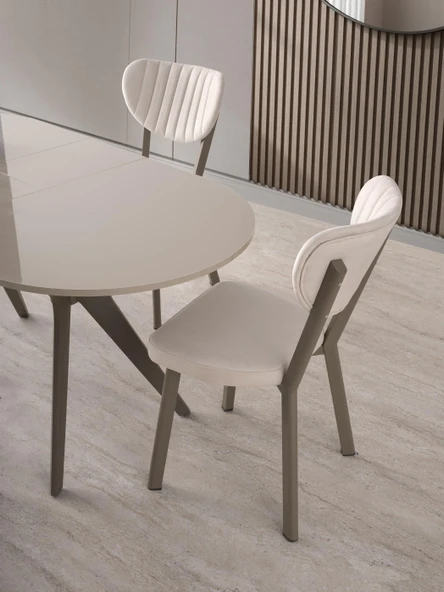 Star Capuccino Lak Panel Mutfak Masa Sandalye Takımı 82x138 - Resim 2