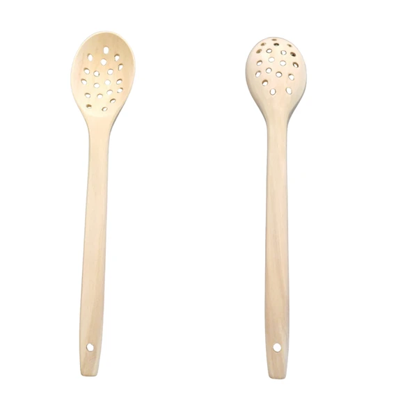 El Yapımı Gürgen Ağacından Delikli Kepçe