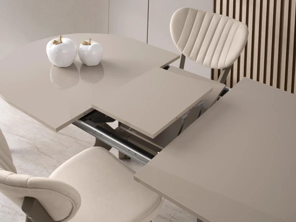 Star Capuccino Lak Panel Mutfak Masa Sandalye Takımı 82x138 - Resim 4