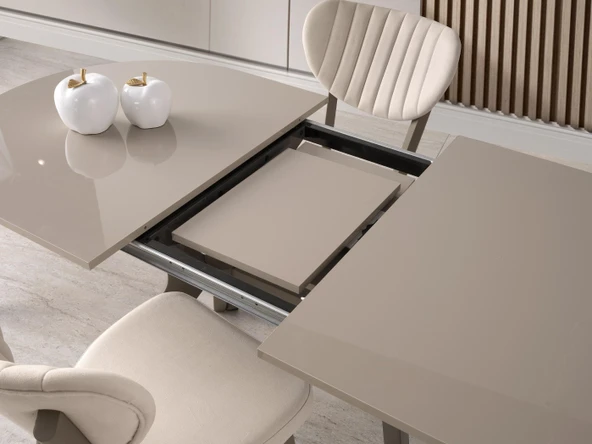 Star Capuccino Lak Panel Mutfak Masa Sandalye Takımı 82x138 - Resim 5