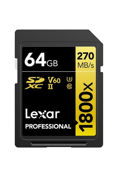 Lexar 64gb Gold Series 1800x Uhs-ıı Sdxc Hafıza Kartı 270mbs Uyumlu ürün görseli