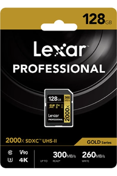 Lexar 128 Gb Sdxc Uhs-ıı 2000x 300mb/s V90 U3 C10 4k ürün görseli