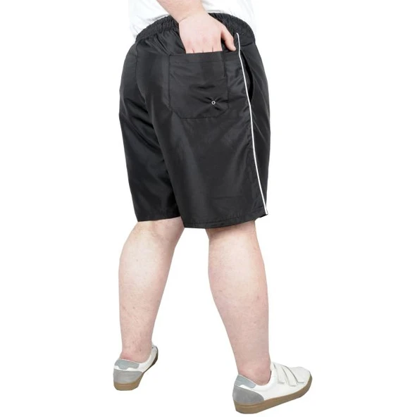 Büyük Beden Deniz Şortu White Line 21451 Siyah - Resim 3