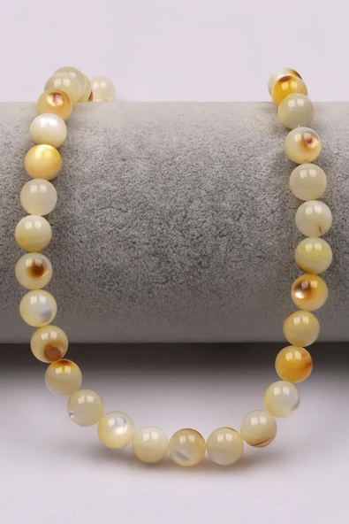 Sarı Sedef Doğaltaş Dizi 8 mm Küre Kesim - Resim 2