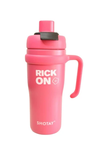 Shotay ST-8918 Çift Kullanım Pipetli/Rahat İçim Fuşya 720ml Çelik Termos - 2