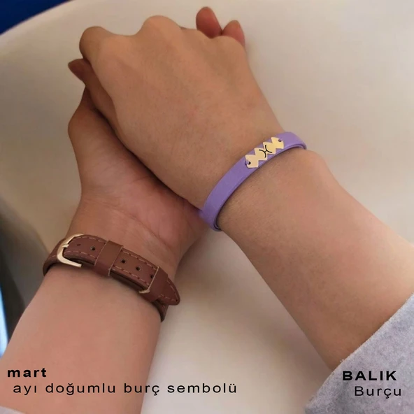 Doğum Ayına Özel 14 Ayar Altın Plakalı Hayat Döngüsü Motifli Doğal Mor Derili Hediye Bileklik-372 - 4