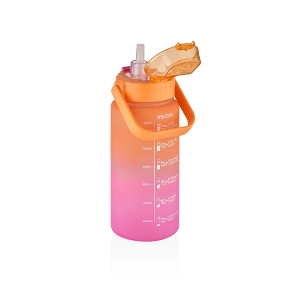 Vagonlife VGN2213-T 1500ml Turuncu Pembe Tritan Motivasyon Matarası - Resim 3