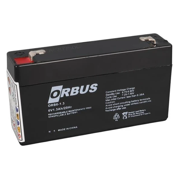 Orbus ORB-613 6 Volt 1.3 Amper Bakımsız Kuru Akü (98X25x52mm)