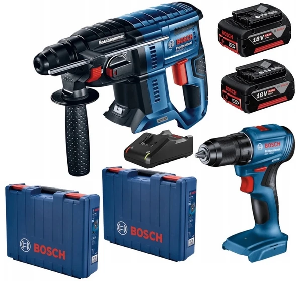 BOSCH 2 Lİ SET GBH 180 LI + GSR 185 LI + 2 x 4 Ah akü + GAL 18V40 + 2 L box çanta