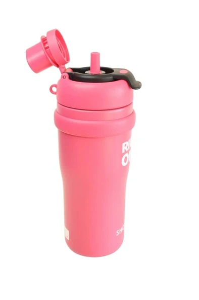 Shotay ST-8918 Çift Kullanım Pipetli/Rahat İçim Fuşya 720ml Çelik Termos - 3