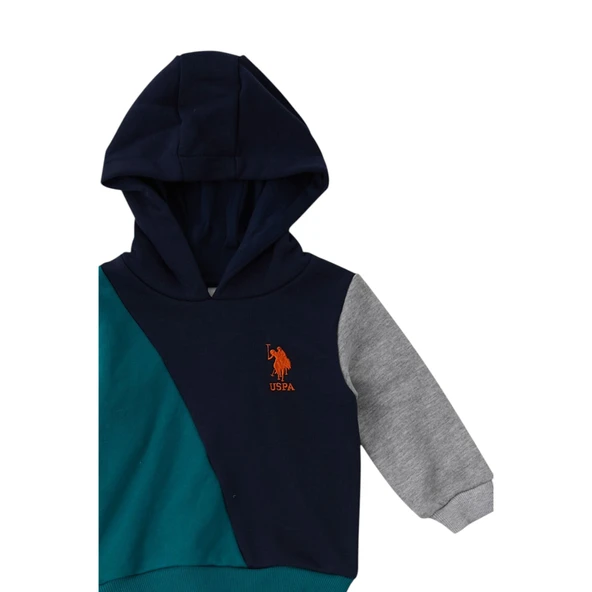 Lacivert Kapüşonlu Garnili Bebek 2 Li Takım - Resim 4