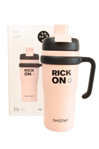 Shotay ST-8918 Çift Kullanım Pipetli/Rahat İçim Pembe 720ml Çelik Termos ürün görseli