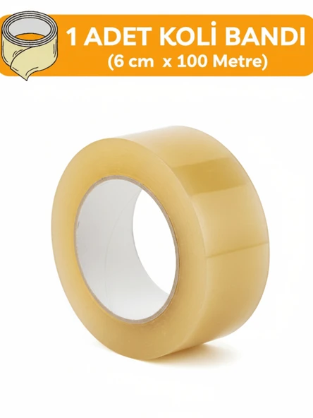 6cm x 100 Metre Koli Bandı Dayanıklı Kaliteli Yapıştırma Şeffaf Güçlü Yapıştırma Ev Ofis Bantı - 2