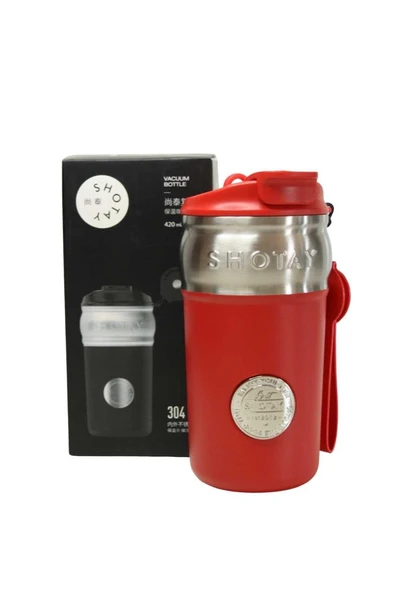 Shotay ST-8912 420ml Kırmızı Çelik Termos - 1
