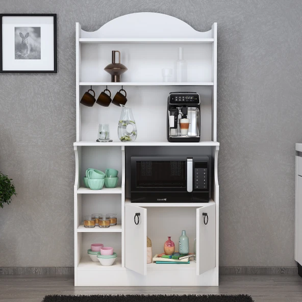 CAPELLA BEYAZ KAHVE KÖŞESİ, ÇOK AMAÇLI DOLAP, MUTFAK DOLABI, BARDAKLIK, SUNUM DOLABI - 3