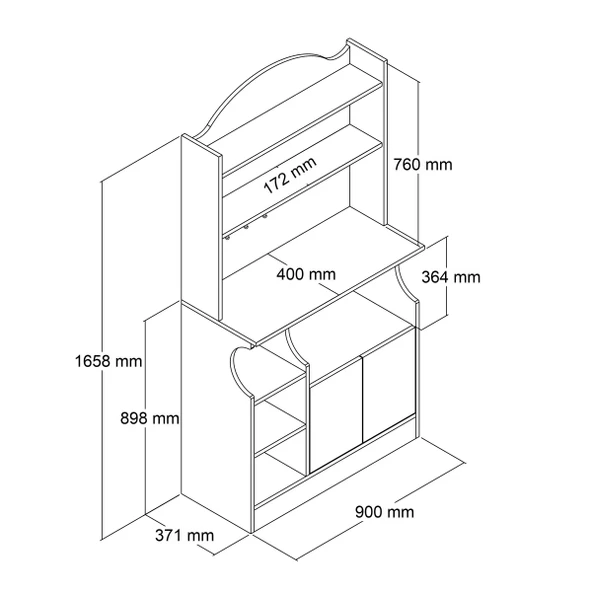 CAPELLA MEŞE-BEYAZ KAHVE KÖŞESİ, ÇOK AMAÇLI DOLAP, MUTFAK DOLABI, BARDAKLIK, SUNUM DOLABI - 4