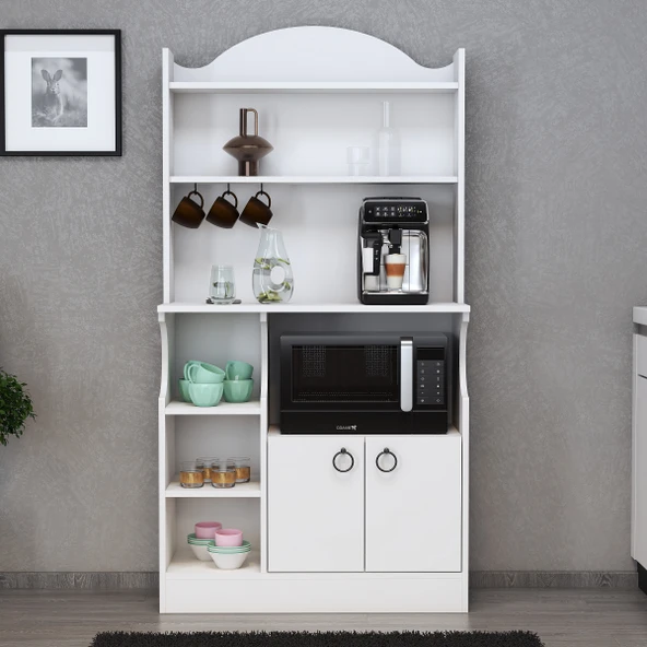 CAPELLA BEYAZ KAHVE KÖŞESİ, ÇOK AMAÇLI DOLAP, MUTFAK DOLABI, BARDAKLIK, SUNUM DOLABI - 2