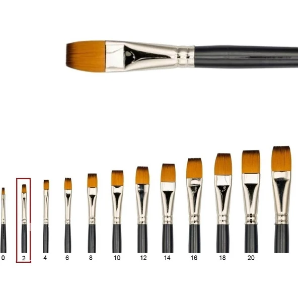 Samur 210 Serisi Düz Kesik Uçlu Yağlı Boya Fırçası No:2 ürün görseli