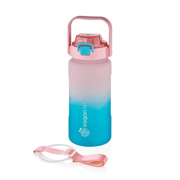 Vagonlife VGN2213-T 1500ml Pembe Turkuaz Tritan Motivasyon Matarası - Resim 2