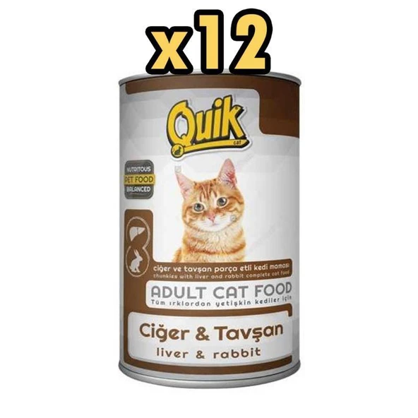 Quik Ciğerli Tavşanlı Kedi Konservesi 415 Gr X 12 Adet ürün görseli 1