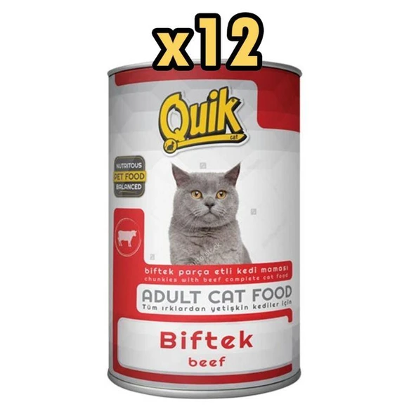 Quik Biftekli Kedi Konservesi 415 gr X 12 Adet ürün görseli 1