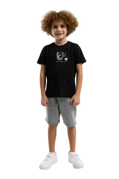 Arnetta Erkek Çocuk Siyah Şortlu Pijama Takım 3320 ürün görseli