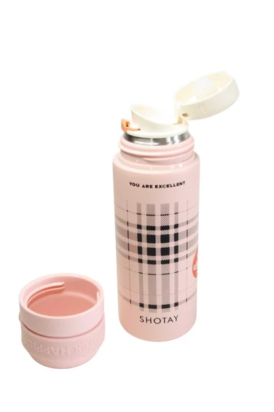 Shotay ST-8188 480ml Desenli Pembe Çelik Termos - 3