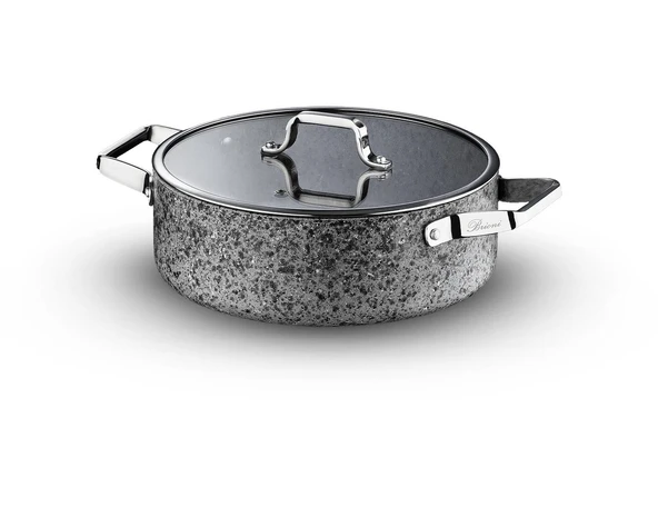 Stone-Age 28 cm Çizilmez Yanmaz Yapışmaz İndüksiyonlu Basık Tencere - Resim 2