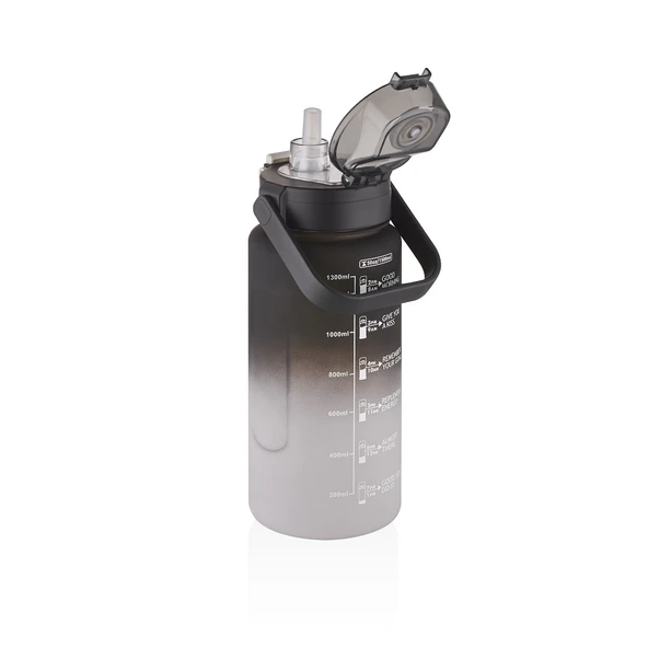 Vagonlife VGN2213-T 1500ml Siyah Beyaz Tritan Motivasyon Matarası - Resim 3