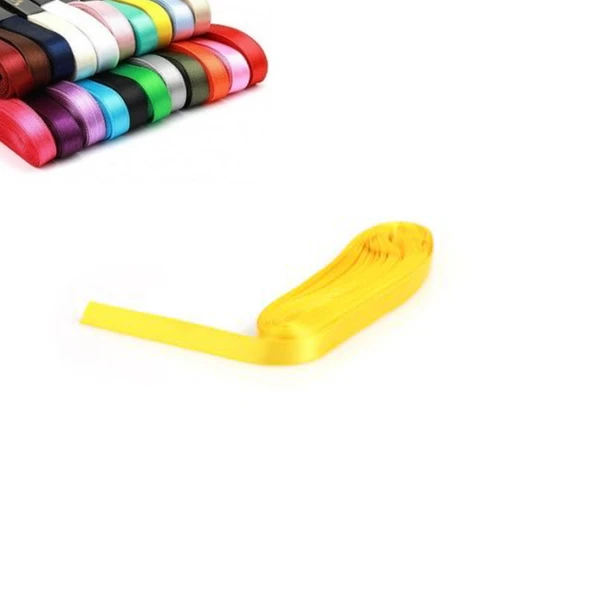 Sarı Renkli Saten Kurdela 1 cm kalınlıkta 10 mt Hediye ve Süsleme Şeridi ürün görseli 1