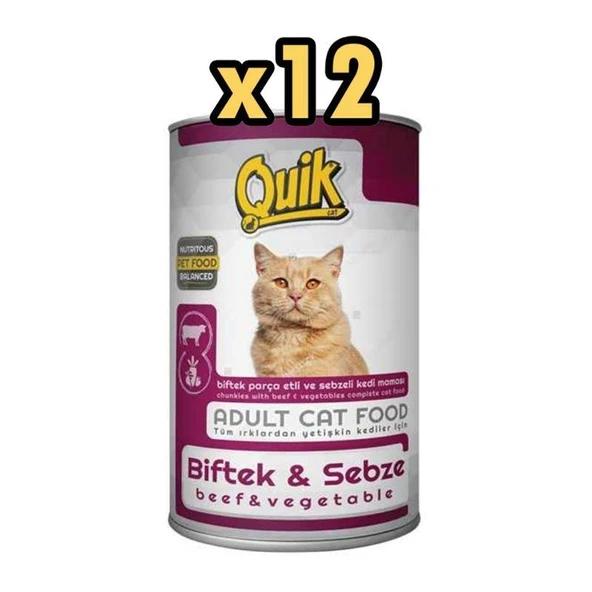 Quik Biftekli ve Sebzeli Kedi Konservesi 415 Gr X 12 Adet ürün görseli 1