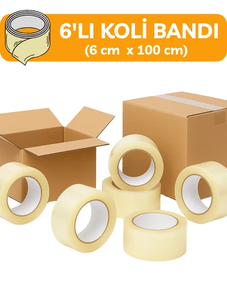 6cm x 100 Metre Koli Bandı Dayanıklı Kaliteli Yapıştırma Şeffaf Güçlü Yapıştırma Ev Ofis Bantı - 1