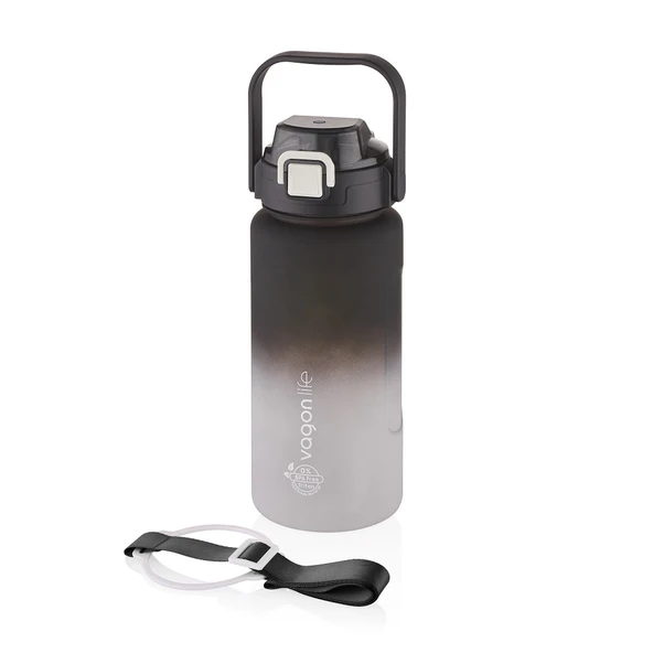 Vagonlife VGN2213-T 1500ml Siyah Beyaz Tritan Motivasyon Matarası ürün görseli