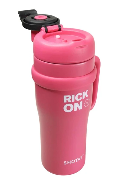 Shotay ST-8919 Çift Kullanım Pipetli/Rahat İçim Fuşya 1000ml Çelik Termos - 3