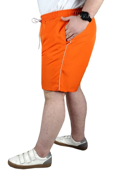 Büyük Beden Deniz Şortu White Line 21451 Oranj - 2