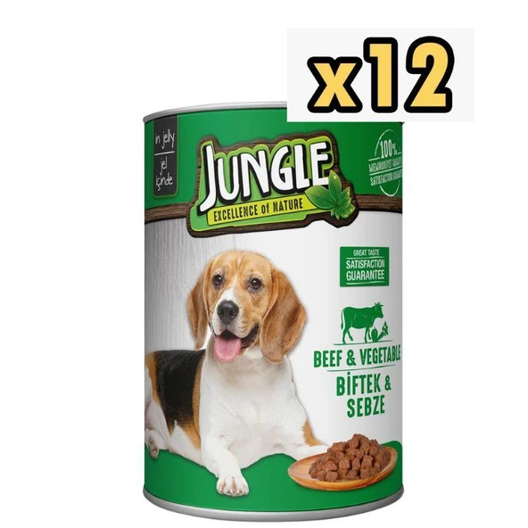 Jungle Biftek Sebze Köpek Konservesi 415 Gr X 12 Adet ürün görseli 1