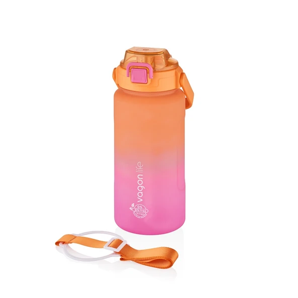 Vagonlife VGN2213-T 1500ml Turuncu Pembe Tritan Motivasyon Matarası - Resim 2
