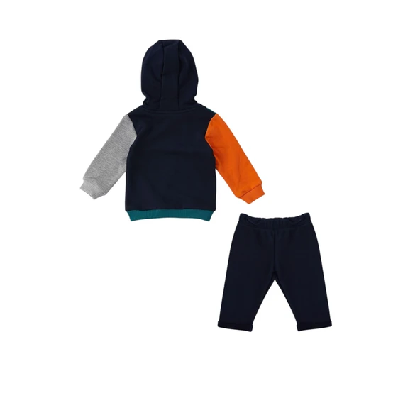 Lacivert Kapüşonlu Garnili Bebek 2 Li Takım - Resim 5