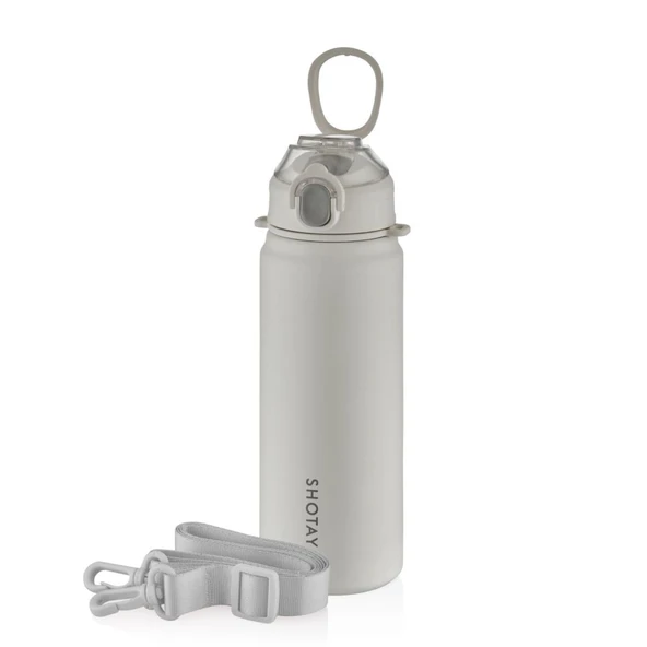 Shotay ST-8228 750ml Gri Pipetli Şeffaf Kapaklı Çelik Termos - 1