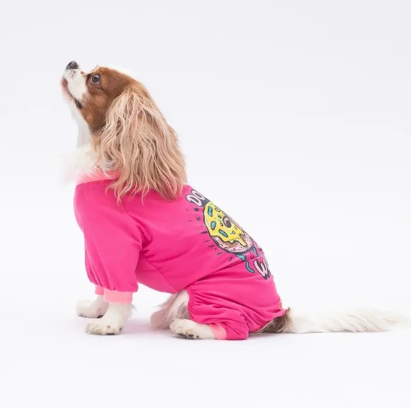 Pawstar Donut Worry Küçük Irk Köpek Penye Tulum Pijama - 7