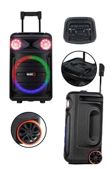 Midex 1300 Watt Taşınabilir Mikrofonlu Karaoke Eğlence Ses Sistemi MXR-1300 (Bluetooth Kayıt Usb Şarjlı) - 2