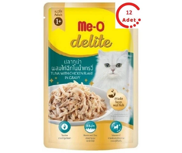 Me-o Delite Ton Balıklı ve Tavuk Parçacıklı Jelly Kedi Yaş Mama 70 Gr x 12 Adet ürün görseli 1