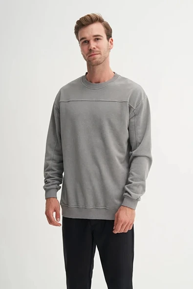Cazador Relax Fit Pamuk Karışımlı 3 İplik Ham Kumaş Sweatshirt-50390 - Resim 2