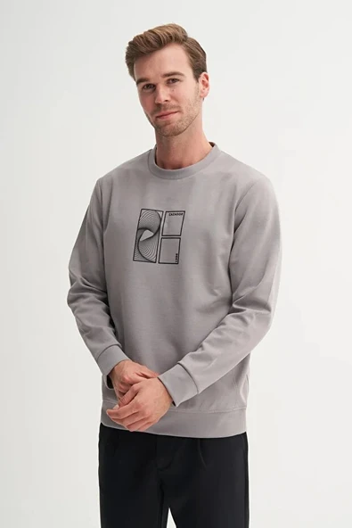 Cazador Dynamic Regular Fit Pamuk Karışımlı Baskılı Scuba Sweatshirt-53290 - Resim 2