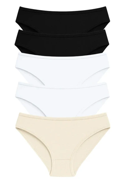 PK40002 PAMUKLU BASİC KADIN BİKİNİ KÜLOT 5 Lİ PAKET - Resim 2